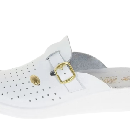 Дамски медицински чехли Sanital Light естествена кожа бели