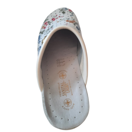 Дамски медицински чехли Sanital Light естествена кожа бели