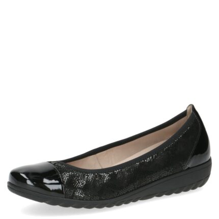 Дамски равни обувки Caprice естествена кожа черни