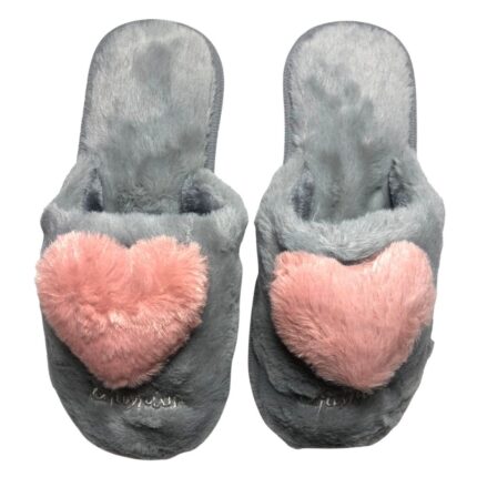 Дамски домашни чехли Kompass сиви сърца