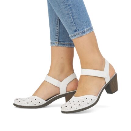 Дамски обувки на ток Rieker ANTISTRESS 40991-80 бели