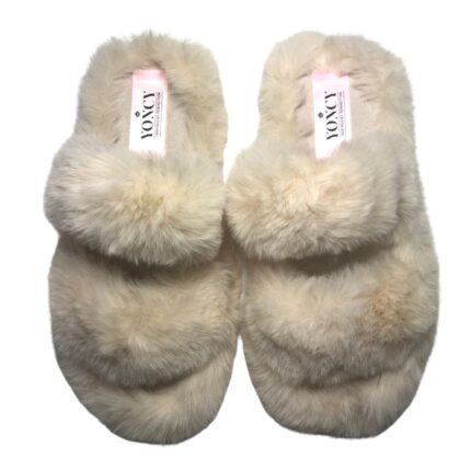 Дамски чехли с пух Yoncy бежови