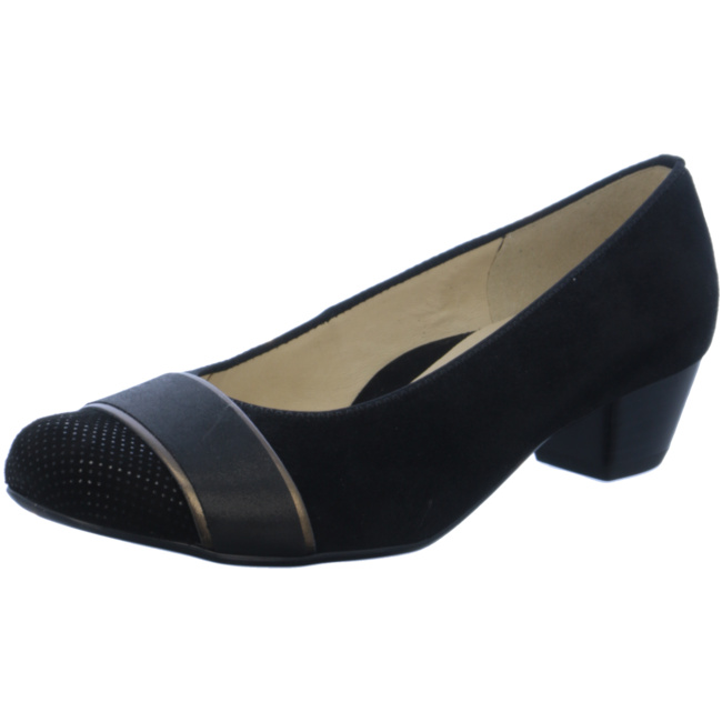 Дамски елегантни обувки  на среден ток Ara черeн велур