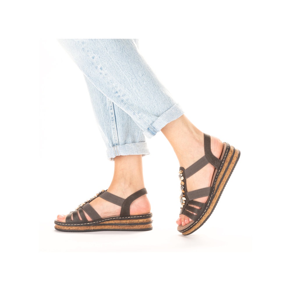 Дамски сандали RIEKER 62949-45  сиви Е 1/2