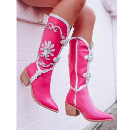 Дамски ботуши Yoncy CоwGirl розови