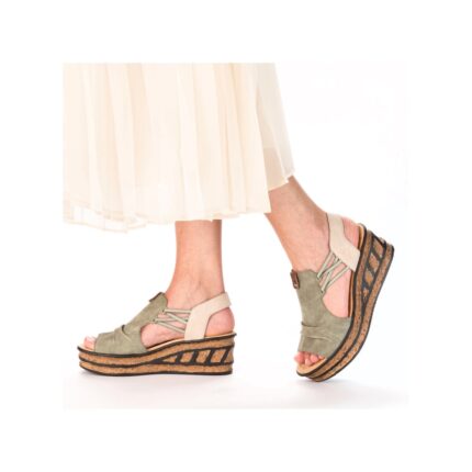 Дамски сандали RIEKER-68175-52 ширина F1/2 зелени