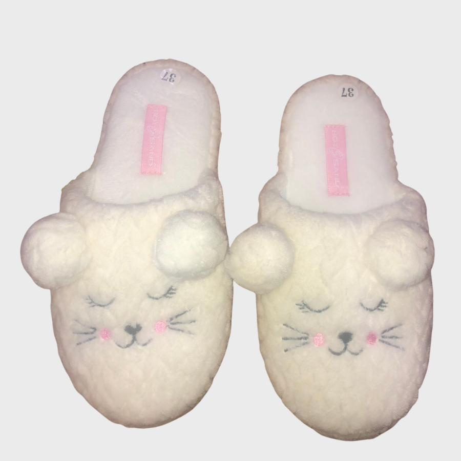 Дамски домашни чехли Hot Sand  бели