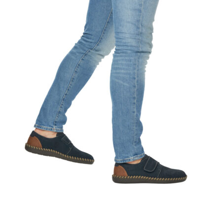 Мъжки обувки от естествена кожа Rieker сини B2450-14 ширина H