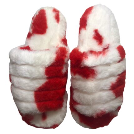 Дамски домашни чехли Kompass червено/бели