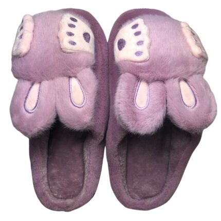 Дамски домашни чехли Kompass лилаво зайче