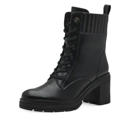 Дамски боти на ток с връзки Marco Tozzi мемори пяна черни