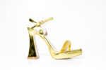 Дамски сандали на висок ток Yoncy жълти/златни