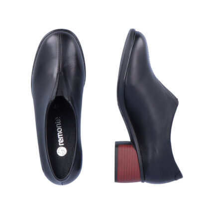 Дамски  обувки от естествена кожа на нисък ток Remonte черни