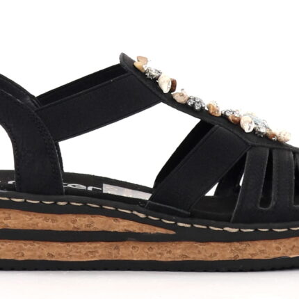 Дамски сандали RIEKER 62949-45 черни ширина Е 1/2