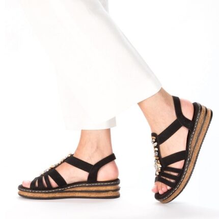 Дамски сандали RIEKER 62949-45 черни ширина Е 1/2