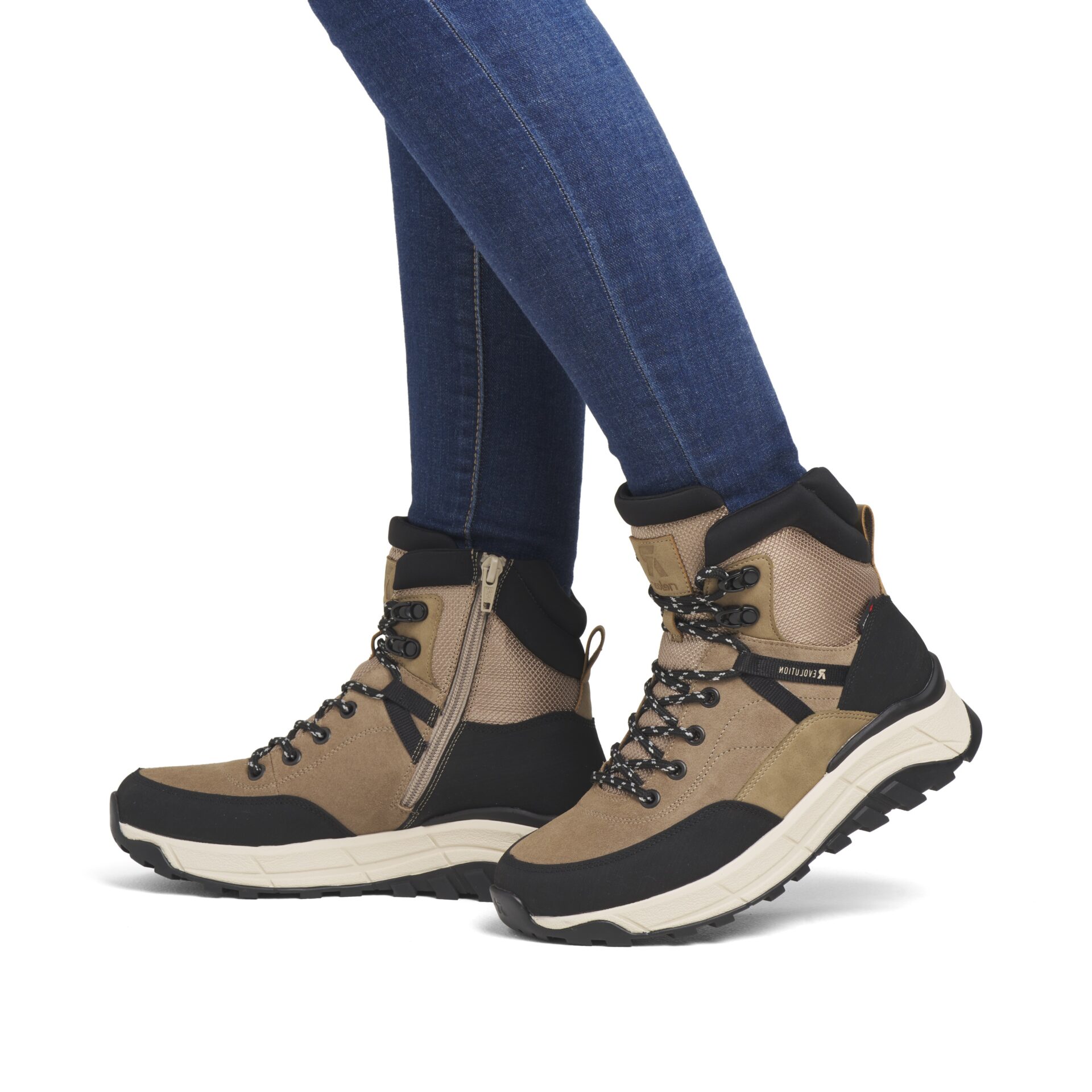 Дамски боти RIEKER ТЕX W0072-64 ширина F1/2 кафяви/черни