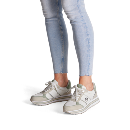 Дамски спортни обувки Tamaris Essentials слонова кост/зелени