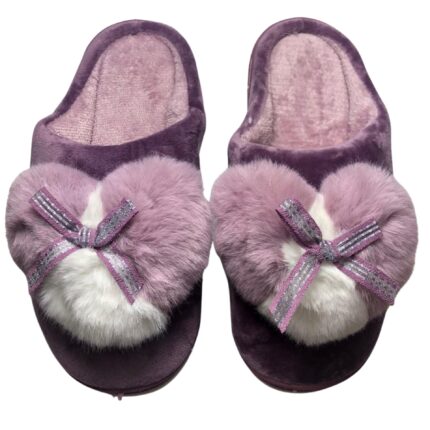 Дамски домашни чехли Kompass лилаво сърце