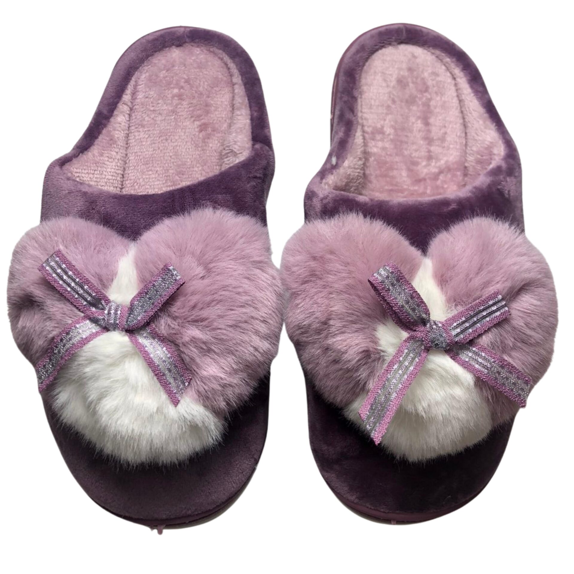 Дамски домашни чехли Kompass лилаво сърце