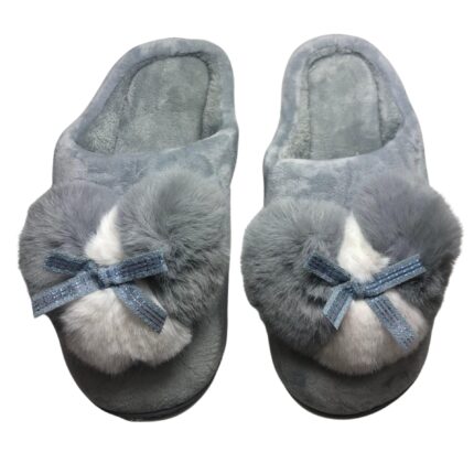Дамски домашни чехли Kompass сиво сърце