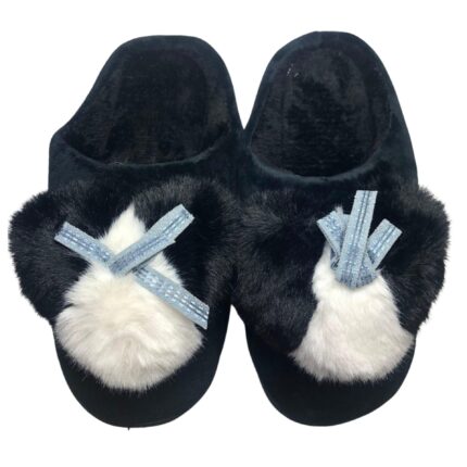 Дамски домашни чехли Kompass черни "сърце"