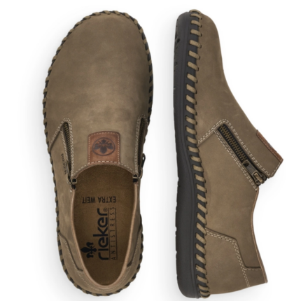 Мъжки ежедневни обувки без връзки естествен набук Rieker B2458-64 бежови