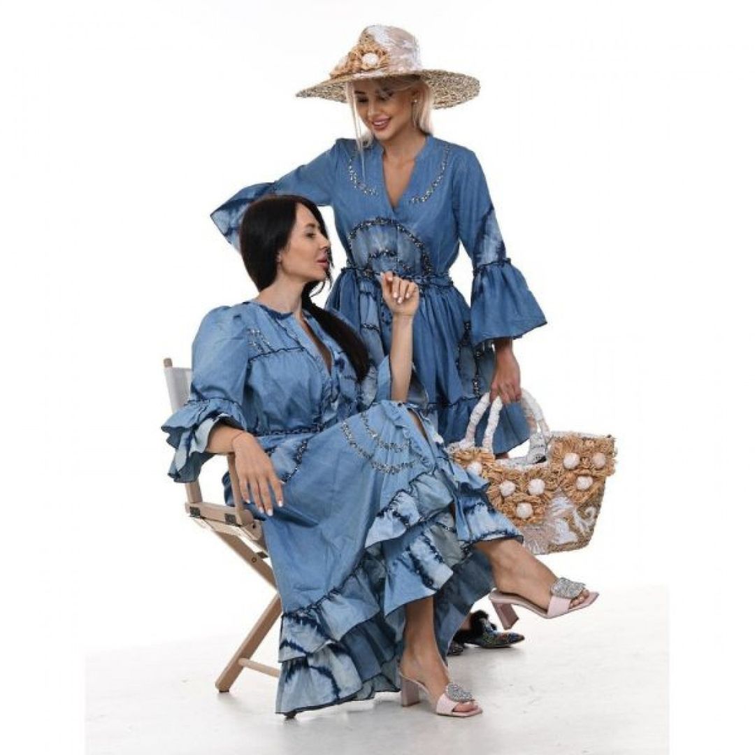 1-15 Дълга дамска рокля Yoncy деним - Image 1