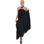 Дълга сатенена рокля Yoncy черна - Image 7