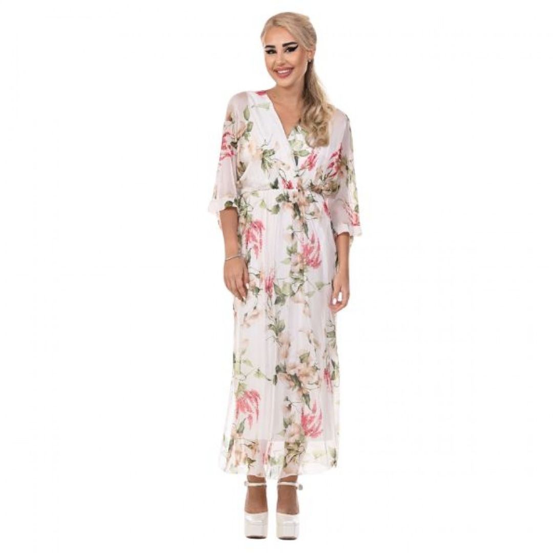 1-54 Дълга дамска рокля Yoncy бяла - Image 1