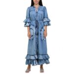 Дълга дамска рокля Yoncy деним - Image 2