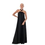 Дълга сатенена рокля Yoncy черна