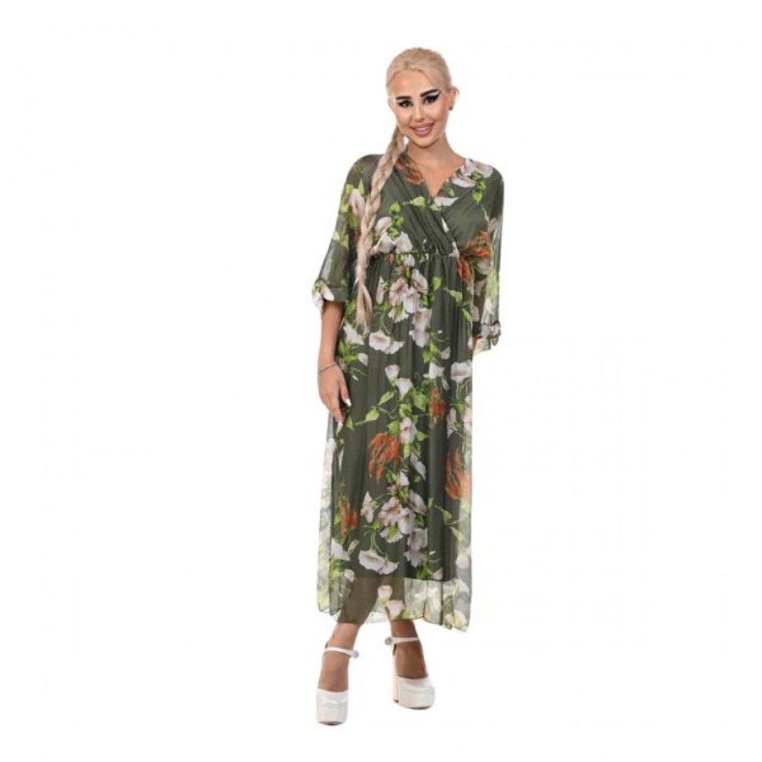 Дълга дамска рокля Yoncy зелена