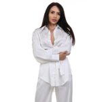 Елегантен сатенен комплект Yoncy бял - Image 6