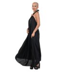 Дълга сатенена рокля Yoncy черна - Image 3