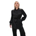 Елегантен сатенен комплект Yoncy черен - Image 11