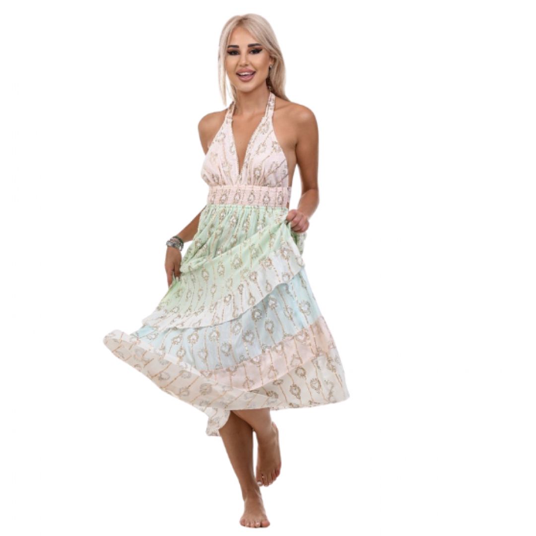 5-67 Дълга лятна рокля Yoncy цветна - Image 1