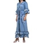 Дълга дамска рокля Yoncy деним - Image 5