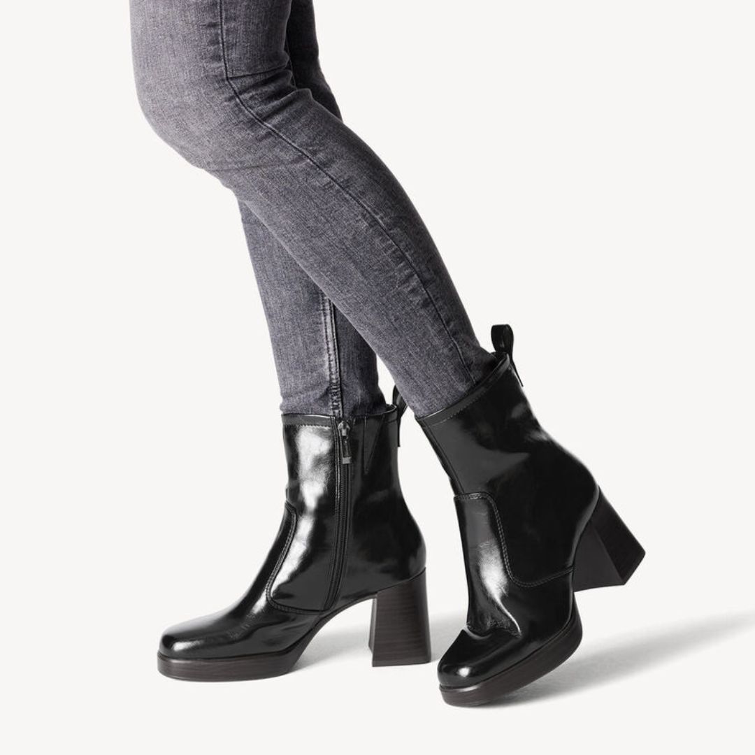 7-16 Дамски боти на ток Tamaris Touch it черни - Image 1