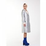 Стилно дълго палто Yoncy сребристо - Image 4