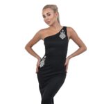 Стилна черна рокля Yoncy - Image 2