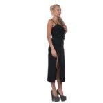 Елеганта черна рокля Yoncy с флорални мотиви - Image 4