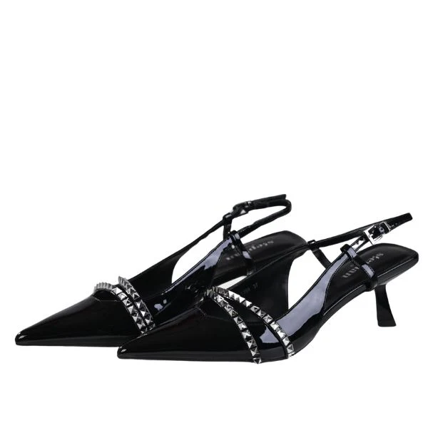 CAMPBELLISIMO-IN-BLACK Дамски елегантни обувки на нисък ток YONCY-черни - Image 1