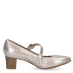 Дамски обувки на среден ток Caprice естествена кожа бежови/златисти - Image 6