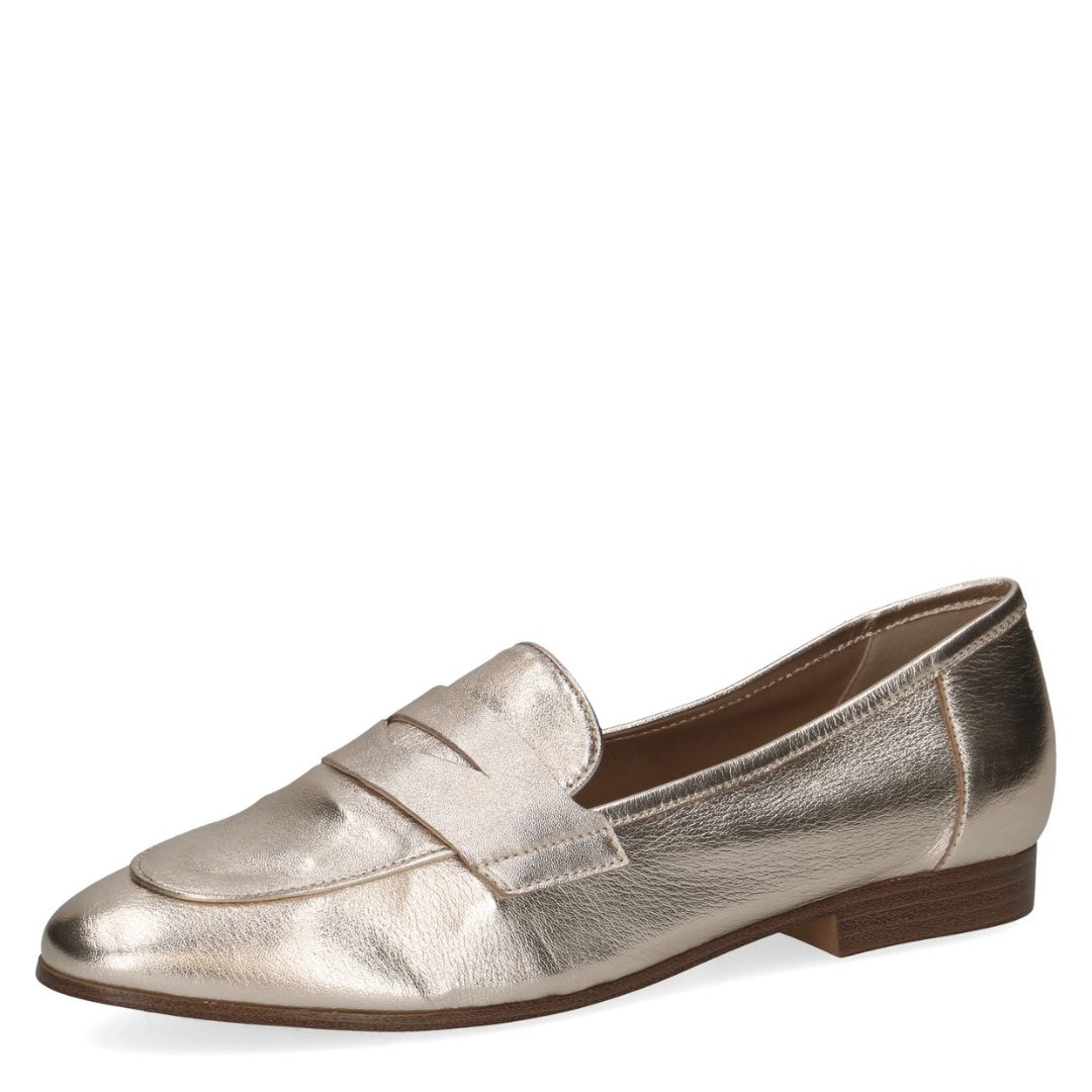 4 Дамски равни обувки от естествена кожа Caprice златисти - Image 1