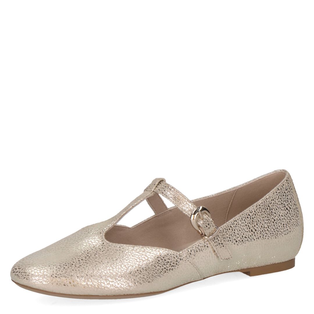 4 Дамски обувки Tamaris балерина бежови/златисти - Image 1