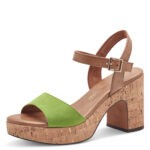 Дамски сандали на ток Marco Tozzi Feel Mе зелени/кафяви