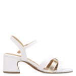 Дамски сандали на ток Marco Tozzi Feel Me бели/златисти - Image 3