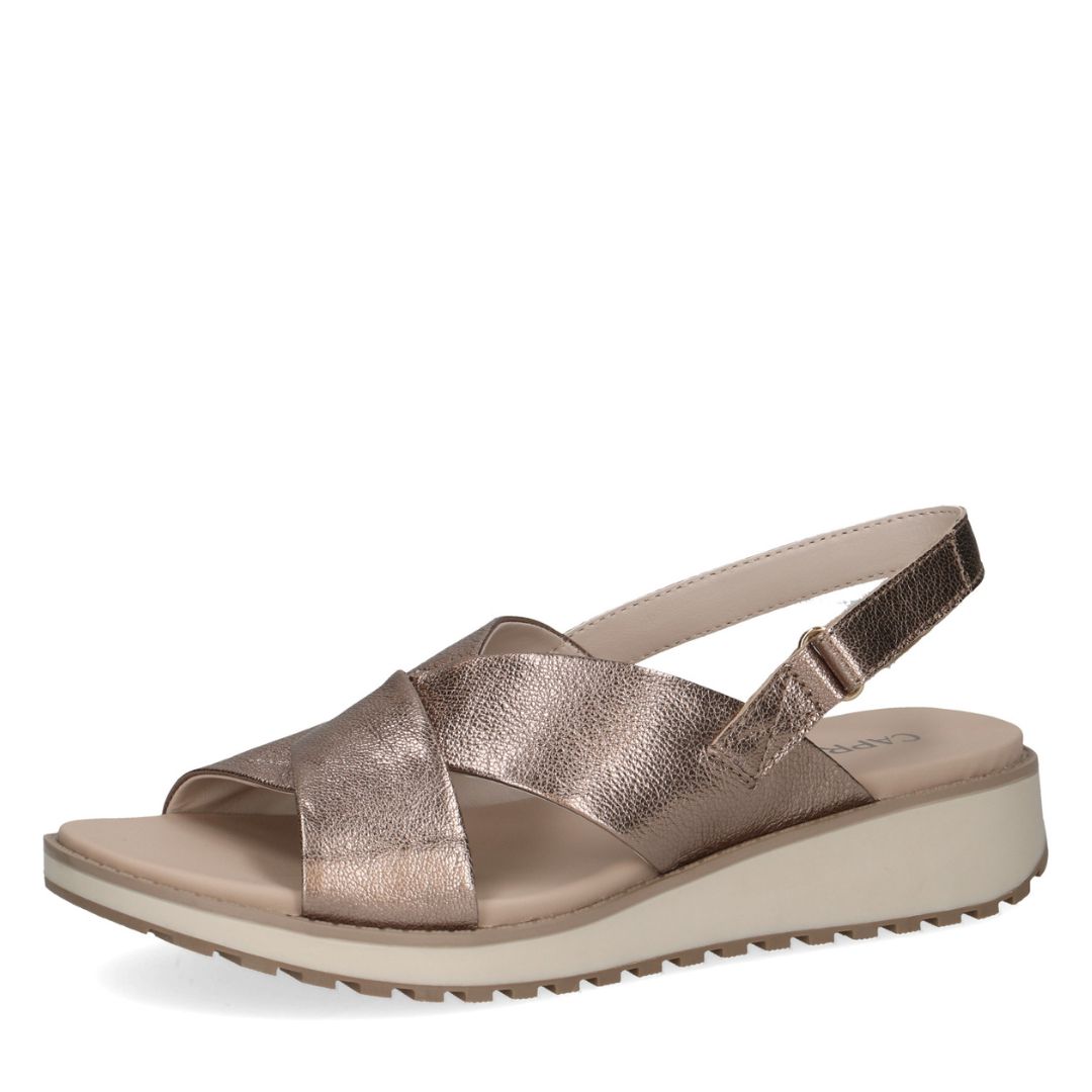 1 Дамски сандали естествена кожа Caprice златисти - Image 1