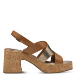 Дамски сандали на ток Tamaris Touch-it кафяви/златисти - Image 3