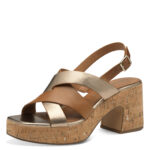 Дамски сандали на ток Tamaris Touch-it кафяви/златисти